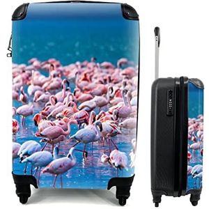 MuchoWow® Koffer - Flamingo - Water - Tropisch - Water - Roze - Past binnen 55x40x20 cm en 55x35x25 cm - Handbagage - Trolley - Fotokoffer - Cabin Size - Print