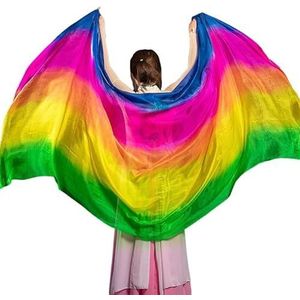 Danswaaier, zijden waaiers, Buikdans sluiers handsjaal effen paars kleur danser kostuum accessoire wit groen(20,270x114cm-Adults)