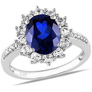 SILVEGO – JJJR0932 – Dames 925 Sterling Zilver Ring met Synthetische Saffier Ring van Prinses Kate