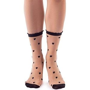 LORES Fancy damessokken met patroon, korte pure popkous, vrije maat 20 DEN, Cuori Natuurlijk, One size