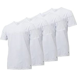 4-pak Heren t-shirts Gentlemen longfit (extra lang), 100% katoen voorgekrompen wit V-hals XL