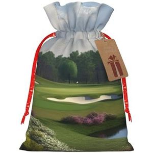 WSOIHFEC Golfbaan Kerst Gift Zakken Met Trekkoord Jute Kerst Traktatie Zakken Herbruikbare Kerst Snoep Zak Gift Wrapping Bag Party Favors Bags