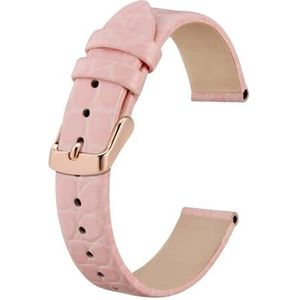 INEOUT Lederen Horlogeband For Dames Vrouwen 8mm 10mm 12mm 14mm 16mm 18mm 19mm 20mm Vervanging Band Roestvrij Gesp (Color : Pink-Rosegold, Size : 14mm)