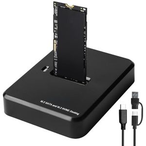 M.2 NVME en SATA harde schijf docking station, USB 3.1 Gen2 aansluiting voor M-Key|B+M Key, Dual Protocol Docking Station voor SSD 2230 2242 2260 2280 SSD compatibel met