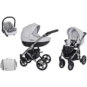 Kinderwagen 3in1 2in1 Isofix kinderwagen set + accessoires Kleurselectie Mila Premium Silver van ChillyKids Silver 06 2in1 zonder autostoel