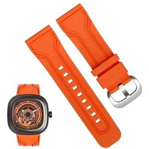 dayeer Rubberen horlogeband voor heren Waterdichte zweetbestendige horlogeband voor accessoires voor dieselhorlogekettingen (Color : Orange Silver, Size : 28mm)
