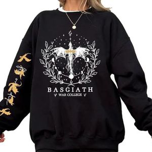TJYES Basgiath War College Fourth Wing Sweatshirt Fantasie stijl Dragon Ride Sweatshirt Vrouwen Trui Sweatshirts, Zwart, M