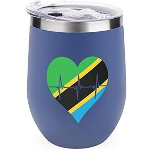 Love Tanzania Heartbeat herbruikbare koffiebekers roestvrij staal geïsoleerde reismok dubbelwandige wijnbeker blauwe stijl