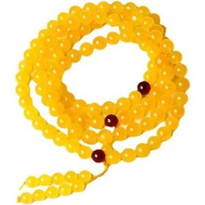 Tibetaanse boeddhistische gebedskralen gele amber kralen armband ketting 108 Boeddha rozenkrans kralen for yoga gebed meditatie