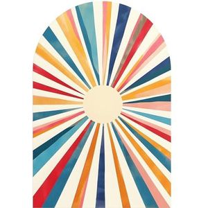 DEQORI Wandbehang, rond, zelfklevend, 100 x 150 cm, stralingsvreugde, textielcanvas, verwijderbaar, decoratief en vormvast, voor woonkamer, kantoor, hal of kinderkamer