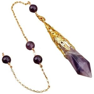 Vintage Natural Gemstones Bronze Pendulum Chains Pendant Necklace Healing Dangle Pendulum Jewelry Reiki Pendulum Decor (Color : Amethyst Gold)