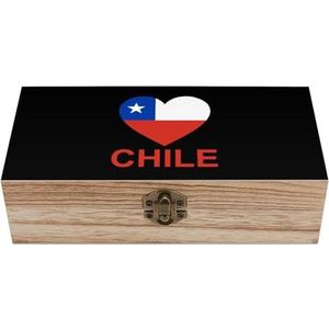 Love Chile Houten knutselopbergdozen met deksels, aandenken, schat, sieradenkistje, organizer