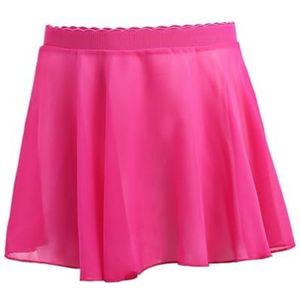 MZPOZB Chiffon-dansrok, ballet-taille-tricot, chiffonrok, ballet-chiffon-wikkelrok, meisjes-ballet-chiffon-wikkelrok, dansrok voor peuters en kinderen, ballet-wikkelrokken, chiffon, rozerood, L for