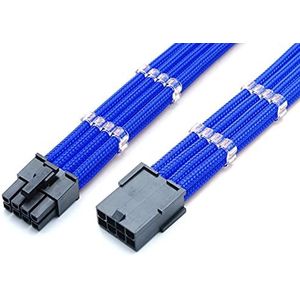 Shakmods 8-pins ATX CPU moederbord mouwen verlengkabel 30cm + 2 kabelkammen (donkerblauw)