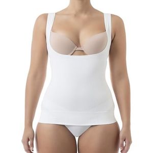 FarmaCell Shape 606 (Wit, S) Corrigerende Open-bust hemd met buik-weg-effect