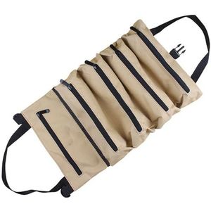 XINQIK Roll Up Tool Bag Canvas Tool Bag Multifunctionele Duurzame Houtbewerking Elektricien Speciale Reparatie Opbergtas Draagbaar Rollen (Kaki)