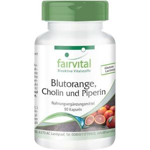 Fairvital | Bloedsinaasappel, Choline en Piperine - 90 Capsules - voor 3 maanden - kwaliteit getest en hoog gedoseerd - 100% veganistisch - Made in Germany