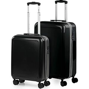 ITACA - Koffer Set - Reiskoffer set. Kofferset voor Elke Reis Handbagage & Trolley Koffers met Wielen - Ultiem Reisgemak 702600, Zwart