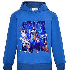Space-Jam Pullover voor jongens, lange mouwen, met capuchon, blauw, 7-8 Jaar