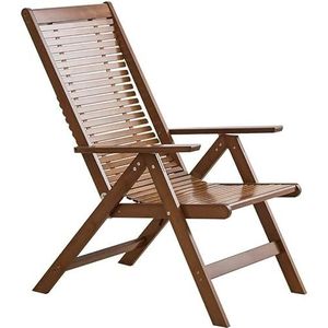 GEIRONV Bamboo verstelbare ontwerpstoel, balkon siesta stoel lounge stoelen zomer buiten vouwstoel tuin zonnestoelen Fauteuils (Color : Brown)