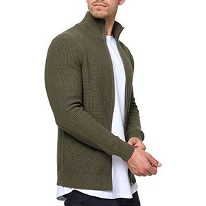 INDICODE Heren Dodson Cardigan | Gebreid vest met opstaande kraag van katoen Army XL