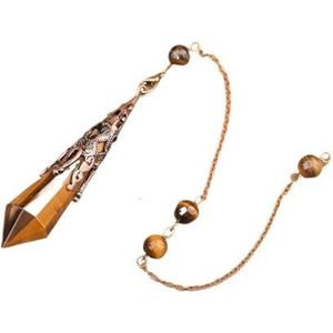 Vintage Natural Gemstones Bronze Pendulum Chains Pendant Necklace Healing Dangle Pendulum Jewelry Reiki Pendulum Decor (Color : Tiger Eye Bronze)