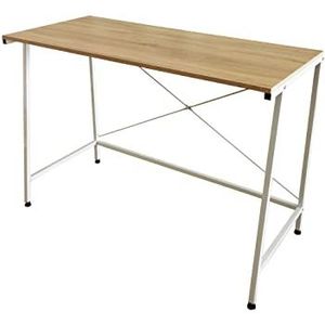 Bureau laptop computer tafel Stoer - industrieel - wit metaal blank hout