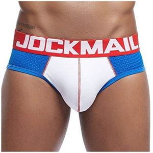 JOCKMAIL Sexy Heren Ondergoed Slips Mesh Ademend Sexy Heren Slips Slipje Onderbroek Boxer Slips Nachtkleding, Blauw, M