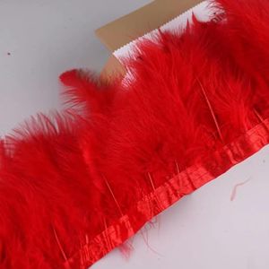 10 meter veerrand lint kalkoenveren versieringen voor bruiloft veren jurk voor decoratie naaien ambachten -rood-10 meter