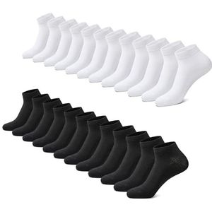 FALARY sportsokken sportsokken heren en dames 12 paar ademende hardloopsokken katoenen sokken Zwart Wit 39-42