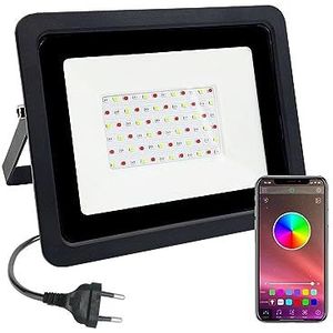 Schijnwerpers buiten, LED-schijnwerper, RGB LED Schijnwerper 50 W/100 W RGB Schijnwerper APP Outdoor Smart Schijnwerper Spotlight IP68 LED Muur Wasmachine Licht voor Eave Garden Yard(100W)