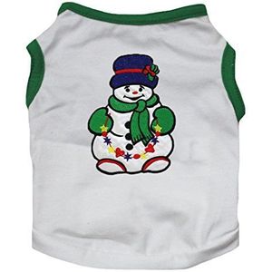 Petitebelle Pet Supply Xmas Sneeuwman Groen Wit T-Shirt Nieuwigheid Hond Jurk