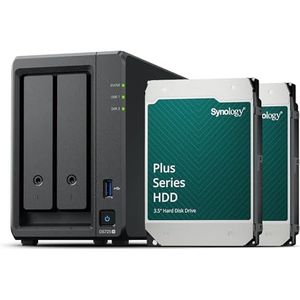 Synology DS725+ 2-bay discstation NAS (AMD Ryzen 4 threads R1600 Dual-Core 4GB RAM 2xRJ-45 1GbE LAN-poort), 8 TB bundel met 2 x HAT3300-4T
