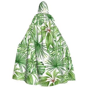 Bxzpzplj Tropische palmbananenbladeren print unisex mantel met capuchon, feest, carnaval, vampierkostuum, heksenkostuum, Halloween-decoratie
