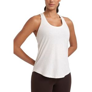CRZ YOGA Vrouwen Sport Tanktop Racerback Fitness Gym Top Katoenen Tops Los Ademend Mouwloos Tops IJsgrijs/Wit M