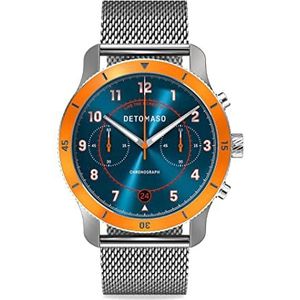 DeTomaso Venture Chronograaf Limited Edition Blue Orange - MESH Silver, blauw, armband