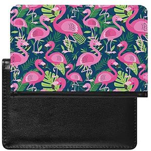 Palm Bladeren Flamingo Draagbare Paspoort Creditcard Houder Cover Travel Essentials Portemonnee voor Vrouwen Mannen