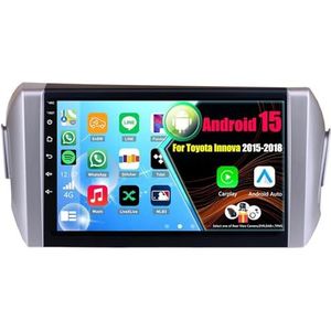 Android 15 Autoradio Voor Toyota Innova 2015-2018 met Draadloze Carplay Android Auto, 9 Inch Autoscherm Soporta Bluetooth WIFI GPS FM/RDS(LHD,4Core(2+32GB))