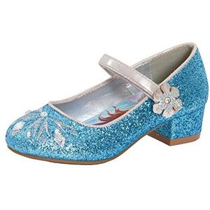 Disney Frozen 2 Meisjes Anna en Elsa Dress Up Prinses Sneeuwkoningin Glitter Schoenen Party Lage Hakken Sandalen voor Meisjes Blauw Sparkle, Bevroren 2, 8 UK Child
