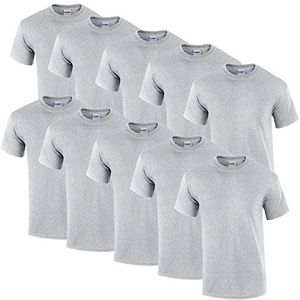 Gildan T-shirts, van zware katoen, set van 10, maten M / L / XL / XXL / 3XL / 4XL / 5XL, verkrijgbaar in diverse kleuren, 10 stuks Sport Grijs, 5XL