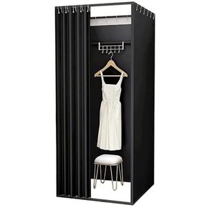 Beweegbare paskamer vierkante metalen kleedkamer met schaduwgordijn voor winkelcentrum mode draagbare kleedkamer