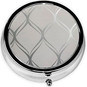 Wave Geometrische Grijs Zilver Gedrukt Pil Organizer Pil Doos Pil Case Draagbaar voor Portemonnee Pocket Ronde Metalen Pil Houder Organizer voor Dagelijkse Geneeskunde