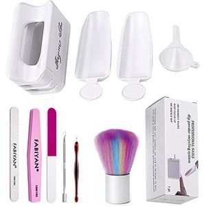 Nagel Dip Onderdompelpoeder Recycling Tabletsysteem 10 Stuks Nagel Dompelpoeder Container Nagel Kunst Stof Verwijderaar Nagelvijl Schuifset