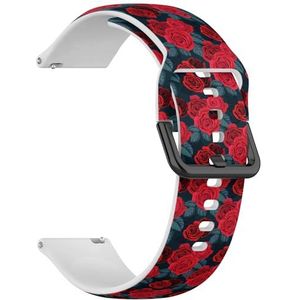 RYANUKA Compatibel met Ticwatch Pro 3 Ultra GPS/Pro 3 GPS/Pro 4G LTE / E2 / S2 (Red Rose Seamlees Retro) 22 mm zachte siliconen sportband armband armband, Siliconen, Geen edelsteen
