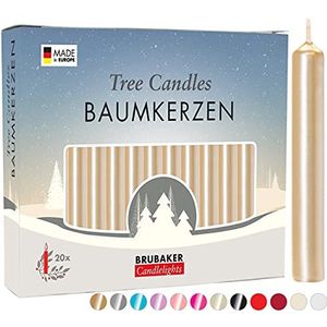 BRUBAKER 100 Pakje Boomkaarsen Was - Kerstmis Kaarsen Piramide Kaarsen Kerstboom Kaarsen - Licht Goud