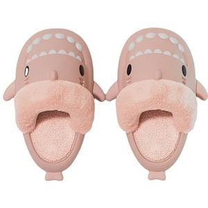 Winter warme pantoffels schattige haai katoenen pantoffels verwijderbare pluizige pantoffels zachte comfortabele memory foam pantoffels voor dames heren (Color : Pink, Size : 38-39/25cm)