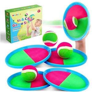 Weokeey Klittenbandbalspel voor kinderen, klittenbandbalset, kinderspeelgoed, waterdicht, werpspel, kinderspellen vanaf 2, 3, 4, 5, 6 jaar, partyspelletjes voor jongens en meisjes