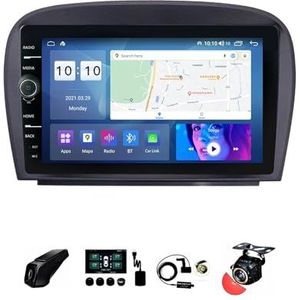 22,9 cm (9 inch) Android 12 Autoradio 2 DIN voor Benz SL R230 met achteruitrijcamera, stuurwielbediening, Bluetooth, GPS, Navi CarPlay, draadloos, FM, WLAN (grootte: S400, 4 + 64G)