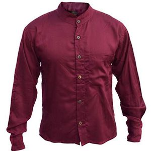 Gheri Heren Rayon Button Down Plain Zomer Shirts - rood - M