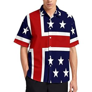 USA Nordic Flag Hawaiiaanse Shirt Voor Mannen Zomer Strand Casual Korte Mouw Button Down Shirts met Zak